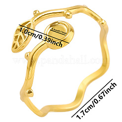 Модное открытое кольцо-манжета из нержавеющей стали 304 в форме листа для женщин&nbsp;PT1678-2