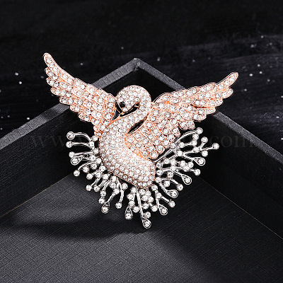 Лебедь сплав горный хрусталь значки на лацкан для рюкзака одежды&nbsp;JEWB-H032-03LGP-1