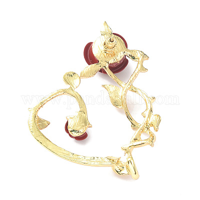 Серьги-гвоздики из сплава с цветком розы&nbsp;LS-EJEW-C058-01LG-1