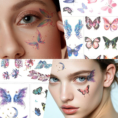 10 лист 10 цвета бабочка узор блестки боди-арт татуировки&nbsp;AJEW-SP0002-80-1