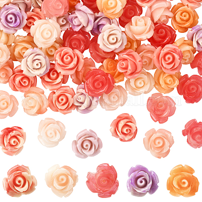 100 шт. 5-х цветные резные бусины из синтетического коралла&nbsp;CORA-SP0001-14-1