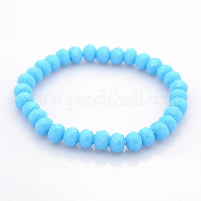 Граненые непрозрачные однотонные хрустальные бусины круглые бусины стрейч браслеты BJEW-F072-06-1