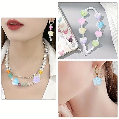 60 шт. 2 вида непрозрачных акриловых бусин с напылением&nbsp;OACR-YW0004-17-1