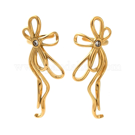 Серьги-каффы из нержавеющей стали 304 с бантом EJEW-C113-02G-1