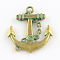 Anchor Zinc Alloy Pendants, Cadmium Free & Nickel Free & Lead Free, Antique Bronze & Green Patina, 30x26.5x3mm, Hole: 2.5mm