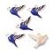 Alloy Enamel Pendant, Light Gold, Bird, Dark Blue, 17x20x3mm, Hole: 1.5mm