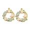 Rack Plating Alloy Enamel Pendants, with Rhinestone, Golden, Wreath with Butterfly Charm, Colorful, 29x24.7x3mm, Hole: 1.6mm
