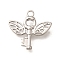 Brass Pendants, Cadmium Free & Nickel Free & Lead Free, Wings Key Charms, Real Platinum Plated, 16x17x2.5mm, Hole: 1.6mm