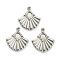 Non-Tarnish 304 Stainless Steel Pendant Cabochon Settings, Fan, Stainless Steel Color, Tray: 4mm, 19x18x2.5mm, Hole: 1mm