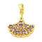 Frech Style Brass Micro Pave Cubic Zirconia Pendants, Shell Shape, Real 14K Gold Plated, 17x16.5x3mm, Hole: 3x4.5mm