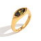 316L Stainless Steel with Cubic Zirconia Finger Rings, Horse Eye, Golden, Dark Olive Green, US Size 5(15.7mm)