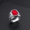 Alloy Rhinestone Finger Rings for Men, Square, Platinum, Ruby, US Size 9(18.9mm)
