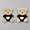 Polyester Iron on/Sew On Patches, Cloth Appliques, Bear, Black, 65.5x50x2.5mm