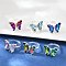 Brass Finger Rings, with Glass, Butterfly, Long-Lasting Plated, Rack Plating, Silver, 3mm, US Size 6 1/2(16.9mm)
