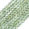 Natural Prehnite Beads Strands, with Seed Beads, Faceted, Flat Round, 6~6.5x4mm, Hole: 1mm, about 50pcs/strand, 15.35''(39cm)