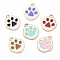 Alloy Enamel Pendants, Cat Paw Print Charm, Golden, Mixed Color, 17.5x15x1mm, Hole: 1.8mm