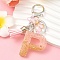 Resin & Acrylic & Faux Suede Tassel Keychain, with Alloy Clasp and Iron Rings, Letter P, 9.5cm