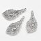 Tibetan Style Alloy Pendants, Feather, Antique Silver, 40x17.5x1.5mm, Hole: 2mm