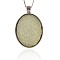 Antique Silver Tone Alloy Resin Pendants, Oval Necklace Pendants, Beige, 49x33x10mm, Hole: 4x5mm