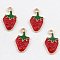 Alloy Enamel Pendants, Strawberry, Light Gold, 20x10mm
