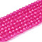 Imitation Jade Glass Beads Strands, Round, Faceted, Deep Pink, 2x2mm, Hole: 0.6~0.8mm, about 173~182pcs/strand, 13.58~14.37''(34.5~36.5cm)