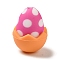 Easter Eggshell Food Grade Eco-Friendly Silicone Focal Beads, Hot Pink, 16.5x21.5mm, Hole: 2.3mm