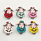 2-Hole Printed Wooden Buttons, Sheep, Mixed Color, 28x20x2.5mm, Hole: 2mm