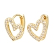 Серьги-кольца в форме полого сердца из латуни с микропаве из прозрачных кубических цирконий&nbsp;EJEW-D348-10G-2