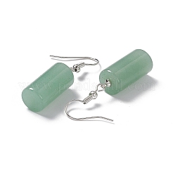 Цилиндрические серьги с подвесками из натурального зеленого авантюрина&nbsp;EJEW-D188-01P-08
