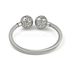 Полые круглые латунные открытые браслеты-манжеты&nbsp;BJEW-Z074-04P