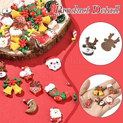 90 комплект из 18-х стилей кабошонов из непрозрачной смолы с рождественской тематикой&nbsp;CRES-YW0002-69