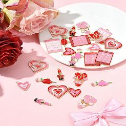 24 шт. 12 стиля ко Дню святого Валентина подвески из эмалевого сплава с покрытием ENAM-FS0002-56