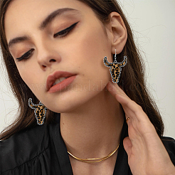 3 пара двухцветных серег-подвесок в виде головы крупного рогатого скота из искусственной кожи для женщин&nbsp;EJEW-FI0002-36