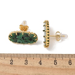 Женские серьги-гвоздики из нержавеющей стали 304 бирюзового цвета в форме овала&nbsp;EJEW-R010-01G-01