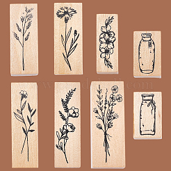 Наборы деревянных резиновых штампов с цветами&nbsp;DIY-WH20013-69B