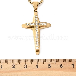 201 кулон-крест из нержавеющей стали с кристаллами и стразами&nbsp;LS-NJEW-H065-11G