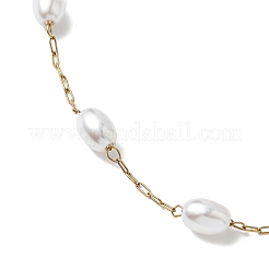 Ожерелья из нержавеющей стали 304 и искусственного жемчуга ABS&nbsp;NJEW-JN05266