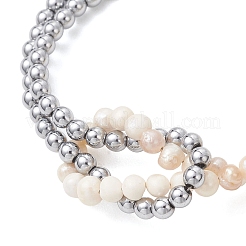 Браслеты из натурального жемчуга и синтетического немагнитного гематита для женщин&nbsp;BJEW-JB13364-01