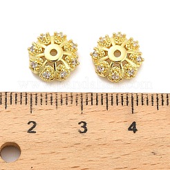 Колпачки для бусин из прозрачного кубического циркония с микропаве из латуни&nbsp;KK-H527-36G