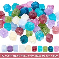 80 шт. 8 вида бусин натурального драгоценного тона&nbsp;G-NB0003-51