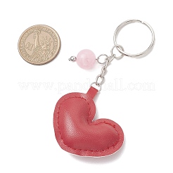 Брелки из искусственной кожи в форме сердца и круглого акрила&nbsp;KEYC-JKC01354