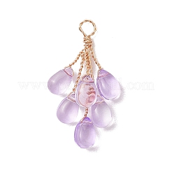 Светло-золотистые медные проволочные подвески из прозрачного стекла&nbsp;PALLOY-JF04865