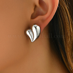 Латунные серьги-гвоздики в форме сердца&nbsp;HE1706