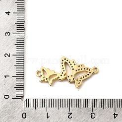 Подвески-бабочки с двойным коннектором из латуни с микропаве из прозрачного кубического циркония&nbsp;KK-I360-029G