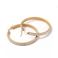 Большие серьги-кольца из прозрачного кубического циркония&nbsp;EJEW-C011-06G