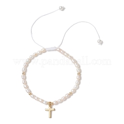 Браслеты с подвесками в виде креста из латуни&nbsp;BJEW-JB13500