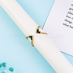 Кольцо-манжета из прозрачного кубического циркония с крест-накрест&nbsp;X1-RJEW-T016-36G-01