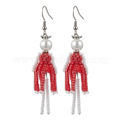 Серьги-подвески из стеклянных бусин ручной работы&nbsp;EJEW-MZ00447-02