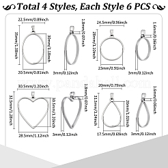 24 шт. 4 подвески из нержавеющей стали 304 с открытой задней частью&nbsp;PALLOY-UN00029