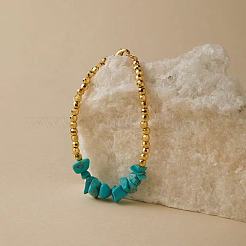 Браслеты из синтетической бирюзы и латунных бусин для женщин&nbsp;LB8294